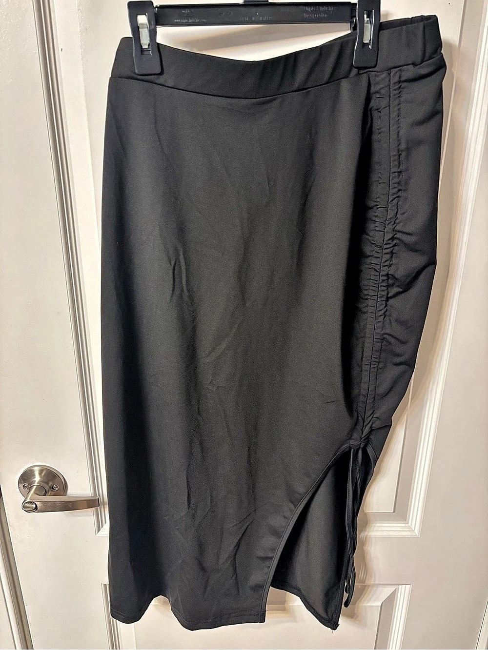 SHEIN Curve Ruched Asymmetrical Hem Skirt Black XL